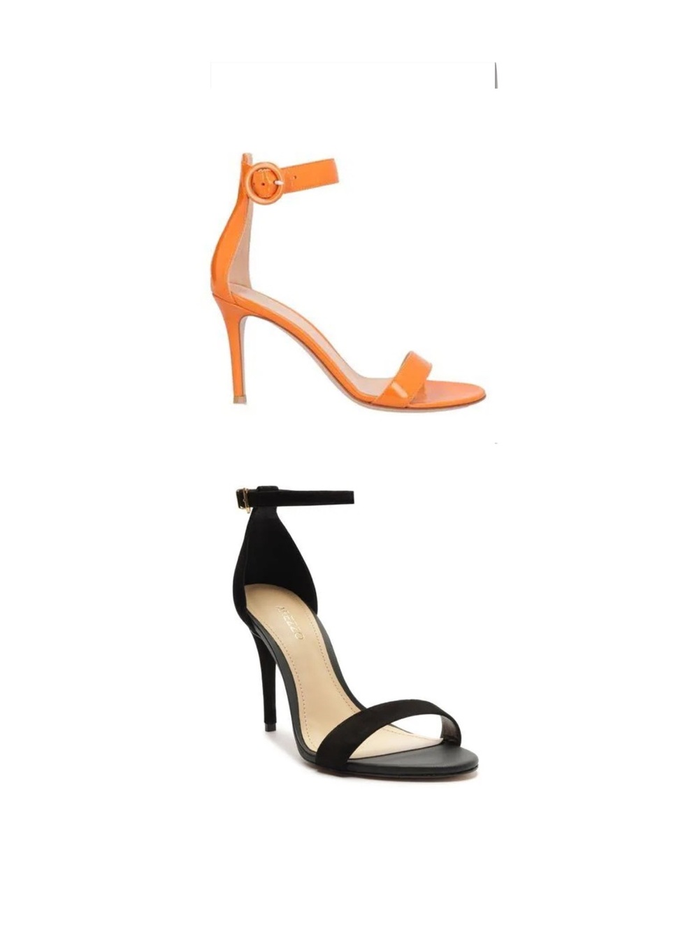 (Lot X 2) ZARA 100% Suede Leather Stiletto Sandal-Tangerine/Noir-Sz. 10/40-READ!